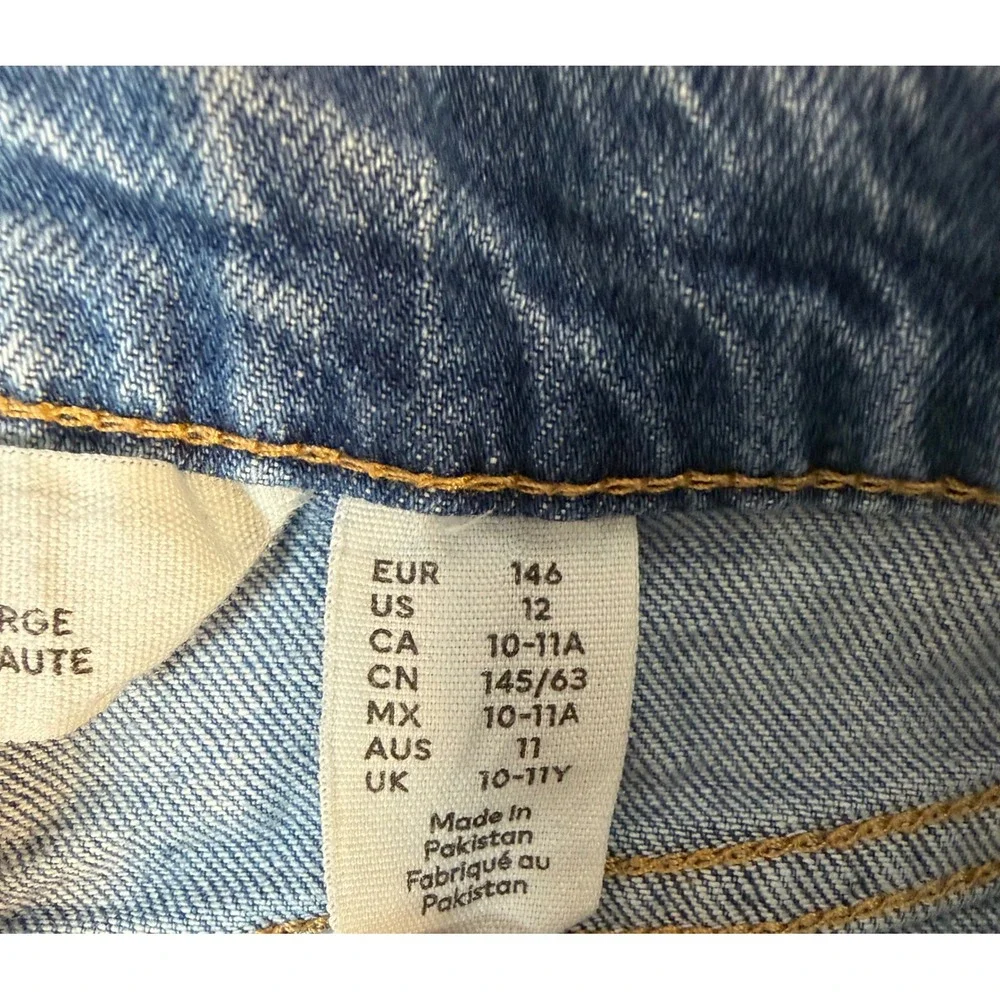 HM Girls Wide Leg High Waist Jeans Light Wash Blue Denim Size 12 US